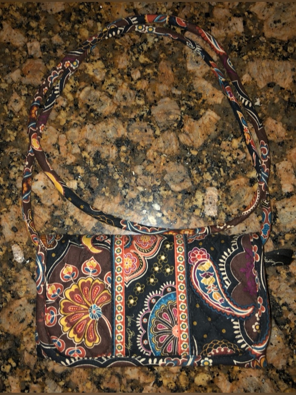 Vera Bradley Quilted Paisley Crossbody Bag - Black, Brown & Multicolor New